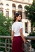 T-shirt Bordada Morango – Decote V - Femme Farfalla | Moda Feminina