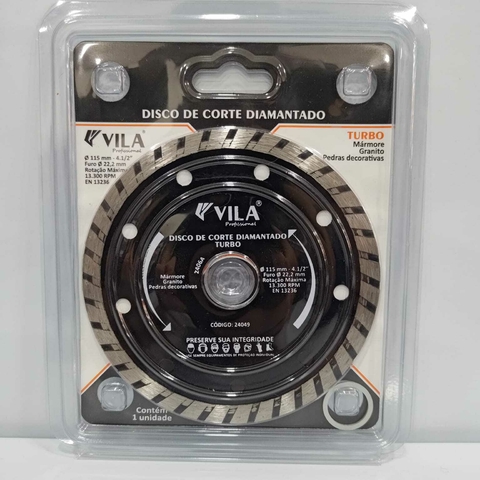 Disco Diamantado Prof 4.1/2" 115mm Furo 22mm Turbo - Vila