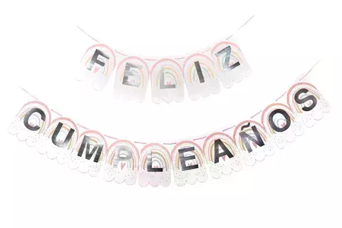 Banderin Feliz Cumpleaños Nordico Rosa