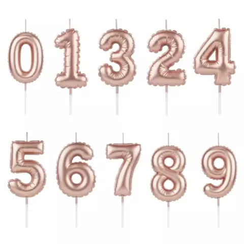 Vela Forma Numero Globo Rose Gold