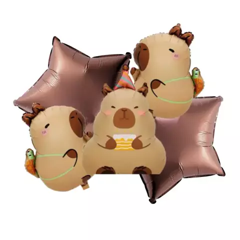 Set de Globos Capibara | Carpincho Cumpleaños x5 Piezas