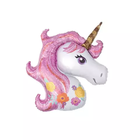 Globo Metalizado 15" Unicornio Rosa x5 Un - comprar online
