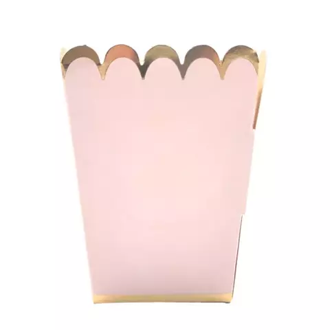Caja Pochoclera Rosa Con Borde Dorado X8