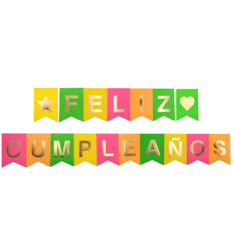 Banderin Feliz Cumpleaños Surtido Fluo Con Letra Dorada