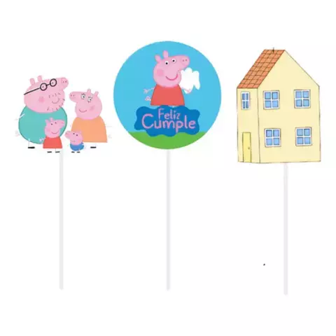 Adorno para torta - Pinche set Feliz Cumple Peppa Pig - comprar online