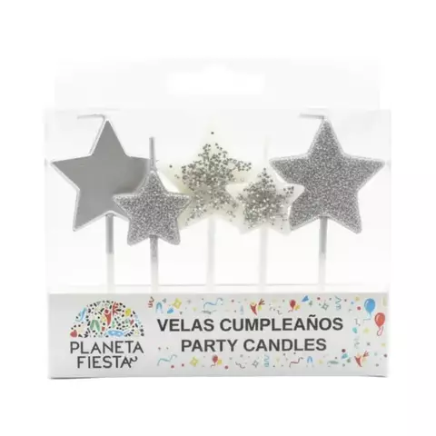 Set Velas Estrellas x5un Plateado | Dorado