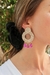 Aros Círculo light Gold y Cristales Fucsia - comprar online