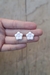 Aros Mini Flor | Blanco Centro Rosa