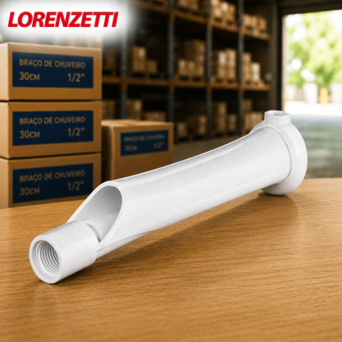 Cano Braço p/ Chuveiro 30cm Universal Lorenzetti Original 1/2" Esconde Fios