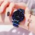 Imagem do Reloj mujer moda feminina céu estrelado relógios ímã fivela cinto de malha d