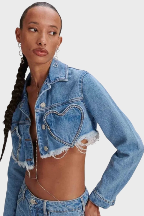 JAQUETA JEANS CROPPED CORAÇÃO