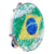 Pandeiro 10" ABS Branco Pele Bandeira Brasil Rajada Spanking