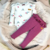 Conjunto Isa de algodón Body manga larga + calza con volados diferentes colores y estampas - Mumuni