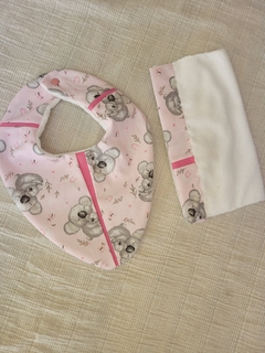 Set de Lactancia - Rosa con ositos gris - Diehany Confecciones