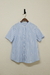 CAMISA SOCIAL FEMININA MANGA CURTA AZUL LISTRADA - KIN QI - comprar online