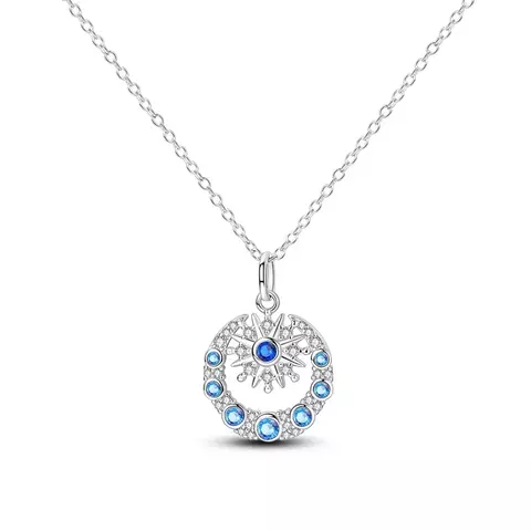 Colar Lua e Estrela Detalhe em Pedra Azul