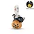 Berloque Halloween Gato Deitado na Abobora Luminoso