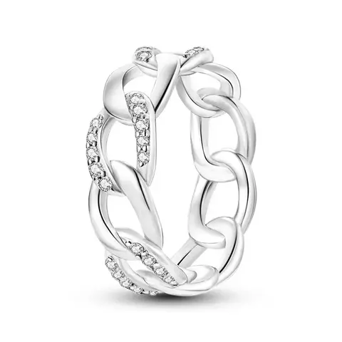 Anel Corrente Vazada com Pedras