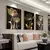 Quadro decorativo 3 peças 40x60 3mm Abstrato preto flor dourada decoração para casa sala quarto