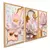 Imagem do Quadros Decorativos Flor Tulipa Branca Dourada 3 Peças Mosaico Sala Quarto Escritório