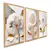 Kit 3 Quadros Decorativos Tulipas Brancas Douradas Ouro Mosaico Sala Quarto Escritório - comprar online
