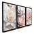 Kit 3 Quadros Decorativos Tulipas Brancas Douradas Ouro Mosaico Sala Quarto Escritório