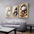 Kit 3 Quadros Decorativos Tulipas Brancas Douradas Ouro Mosaico Sala Quarto Escritório - comprar online