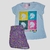 Conjunto M/C unicórnio branca e shorts florzinha na internet