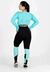 Calça Legging + Cropped de Telinha Manga Longa com Detalhes em Azul Turquesa Conjunto Fitness | REF: LX147 - Spolushop