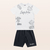 CONJUNTO CAMISETA E BERMUDA/EM MALHA /BRANCO/ASFALTO