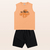 CONJUNTO REGATA COM BERMUDA/EM MALHA/PÊSSEGO/PRETO