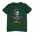 Camiseta com estampa do Coringa, apresentando seu rosto sorridente e a palavra "JOKER" em destaque.