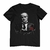 Camiseta preta com estampa do personagem Don Vito Corleone, vestido de terno, com uma rosa vermelha no peito.