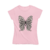 Blusinha rosa com estampa de borboleta em arabescos elegantes