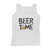 Camiseta regata masculina com a frase "BEER TIME" e uma caneca de cerveja.