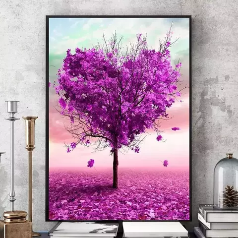 Quadro Árvore rosa coração