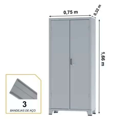 Armário de Aço 02 portas PA 75 – 1,66×0,75×0,35m # 26 – Amapá