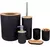 Kit Set Accesorios Baño 6 Piezas Bambu Color Negro Y Marrón