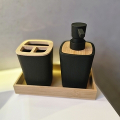 Imagen de Set de Baño x3 - Negro y Bamboo