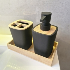 Set de Baño x3 - Negro y Bamboo en internet
