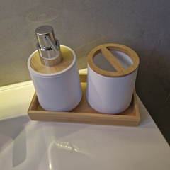 Set de Baño x3 - Blanco y Bamboo - tienda online