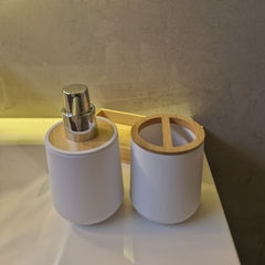 Set de Baño x3 - Blanco y Bamboo