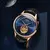 Relógio mecânico automático masculino I & W Miyota, turbilhão azul de luxo, vidro safira, impermeável, pulseira de couro Itália
