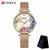 Curren feminino assista topo da marca de luxo ouro feminino à prova dmesh água relógio malha pulseira aço inoxidável flor senhoras relógio pulso 9059