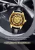 Skrox original esqueleto de ouro movimento automático relógio masculino mecânico à prova dwaterproof água relógios pulso pulseira couro relógio luxo - comprar online