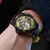 Relógio de pulso masculino esqueleto turbilhão, relógio mecânico automático, pulseira de borracha impermeável, luminoso, masculino, luxo