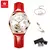 Olevs 6601 relógio mecânico automático feminino dial pulseira de couro à prova dwaterproof água luminosa relógios de pulso femininos conjunto rel na internet
