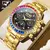 Jsdun 8974 nova fase da lua relógio automático para homens pulseira de aço ouro arco-íris diamante colo luxo marca original relógios mecânicos - comprar online