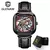 GLENAW-Relógio mecânico de couro masculino, relógios automáticos de esqueleto , respirável , couro ,aço inoxidável ,marca top ,luxo