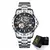 Glenaw steampunk esqueleto relógio masculino anel de luxo relógios mecânicos automáticos luminoso à prova dwaterproof água relógio pulseira aço inoxidável - loja online
